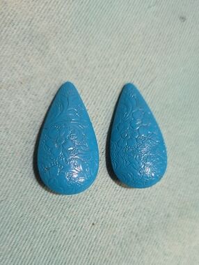 Blue Teardrop Floral Clip On Earrings - Women Accessories